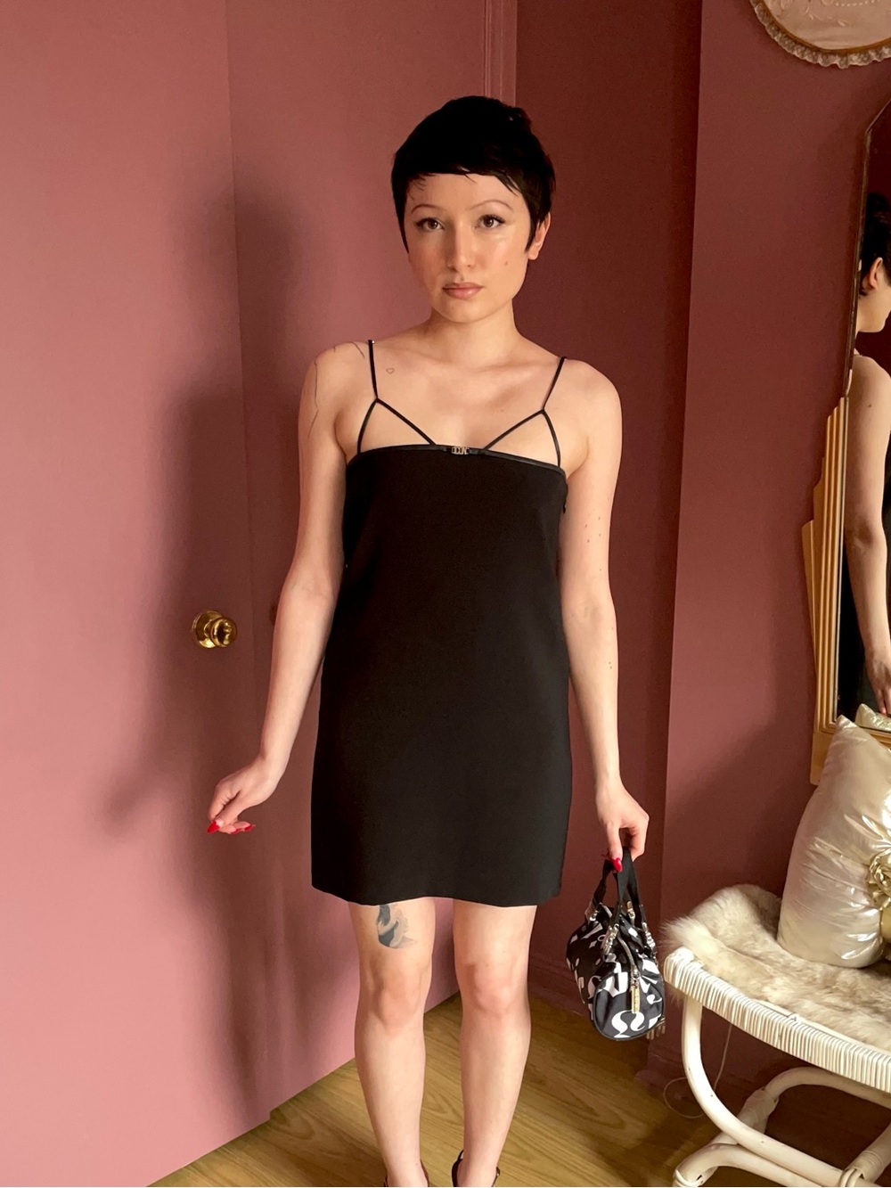 DSQUARED2 Icon Leather Trim Dress NWT